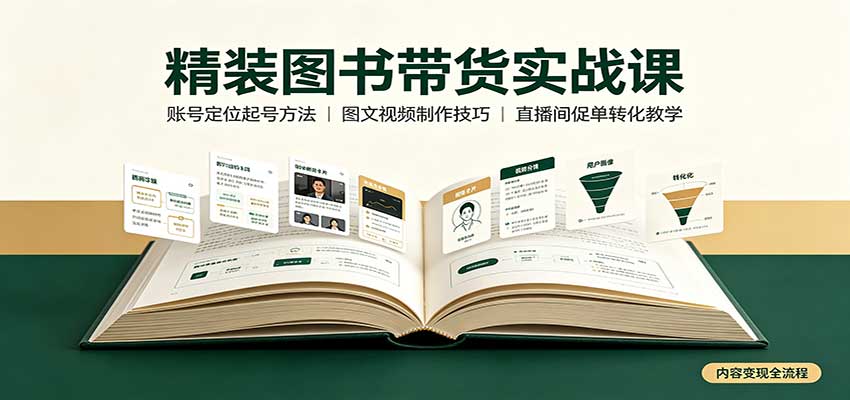 精装图书带货实战课:账号定位起号方法,图文视频制作,促单转化教学4760 作者:福缘创业网 帖子ID:121385