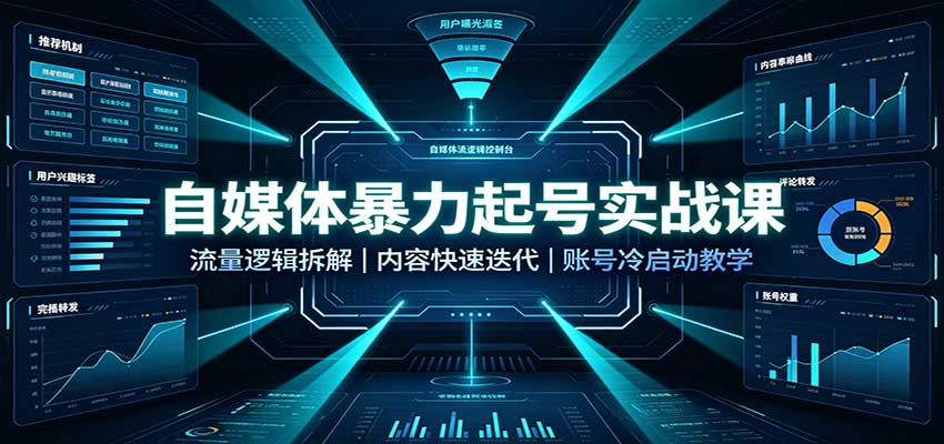 自媒体暴力起号实战课：流量逻辑拆解，内容快速迭代，账号冷启动教学3614 作者:福缘创业网 帖子ID:121367 