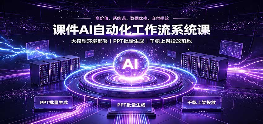 课件AI自动化工作流系统课:大模型环境部署,PPT批量生成,千帆上架投放落地2749 作者:福缘创业网 帖子ID:121384