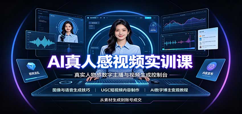 AI真人感视频实训课：图像语音生成，UGC内容制作，AI数字博主变现教程3054 作者:福缘创业网 帖子ID:121386 