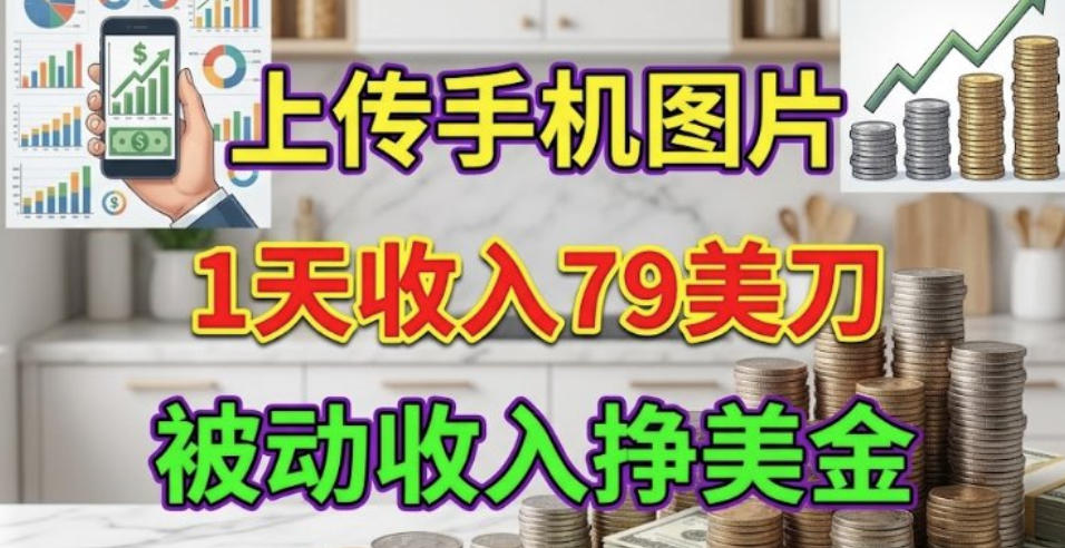 上传手机图片，1天收入79刀，被动收入挣美刀
