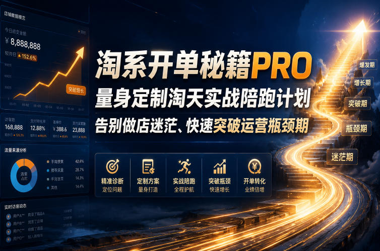 淘系开单秘籍PRO,量身定制淘天实战陪跑计划,告别做店迷茫、快速突破运营瓶颈期(更新261015)