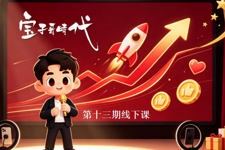 宝子哥抖音直播第13期VIP线下课9月5-6日，26年最值得看的直播课程，快速突破直播间流量瓶颈，打造高效起号闭环（20小时完整版）