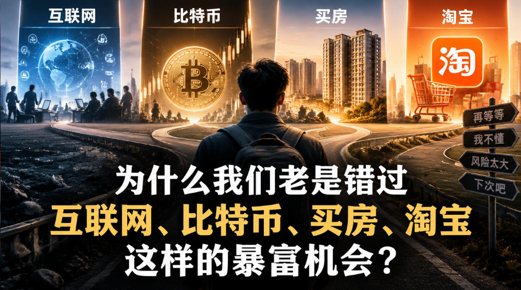 某社群付费文章:为什么我们老是错过互联网、比特币、买房、淘宝这样的暴富机会?