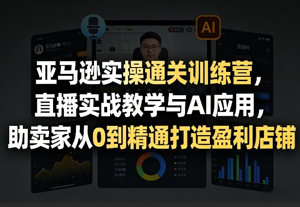 亚马逊实操通关训练营，直播实战教学与AI应用，助卖家从0到精通打造盈利店铺（更新1016）